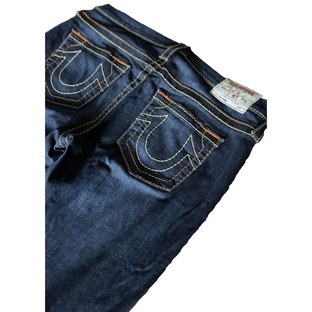 True Religion Skinny Jeans Women's 30 Blue Denim Low Rise 5-Pocket Embroidery